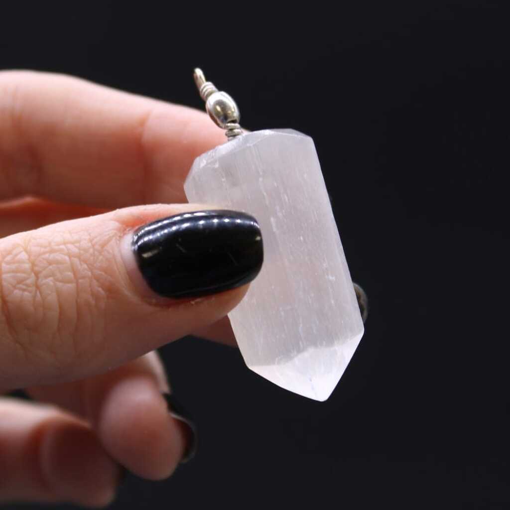 Selenite Pendant - Obelisk Shape