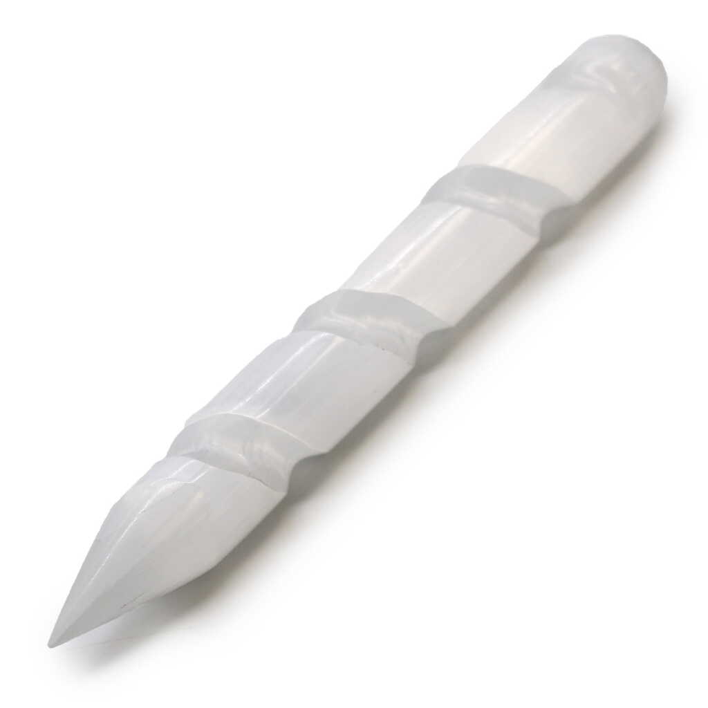 Selenite Wand - Spiral Cut (pointed) -16cm