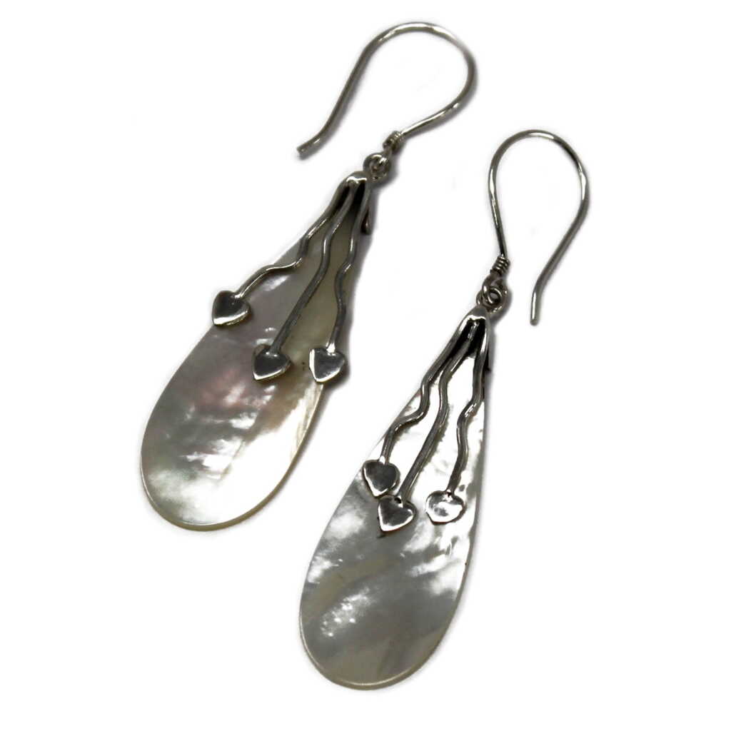 Silver and Shell Earrings - Teardrop
