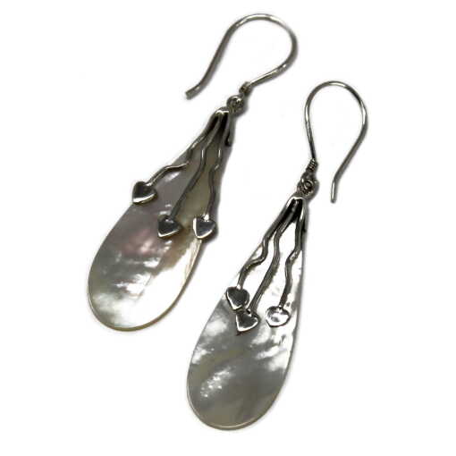 Silver and Shell Earrings - Teardrop