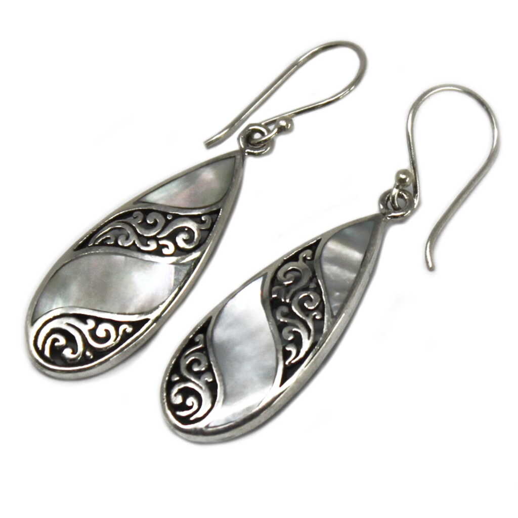 Silver and Shell Earrings - Teardrops