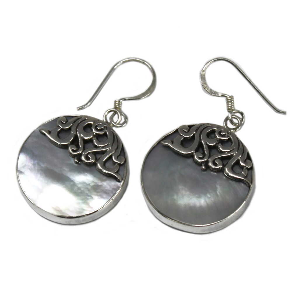 Silver and Shell Earrings - Classic Disc