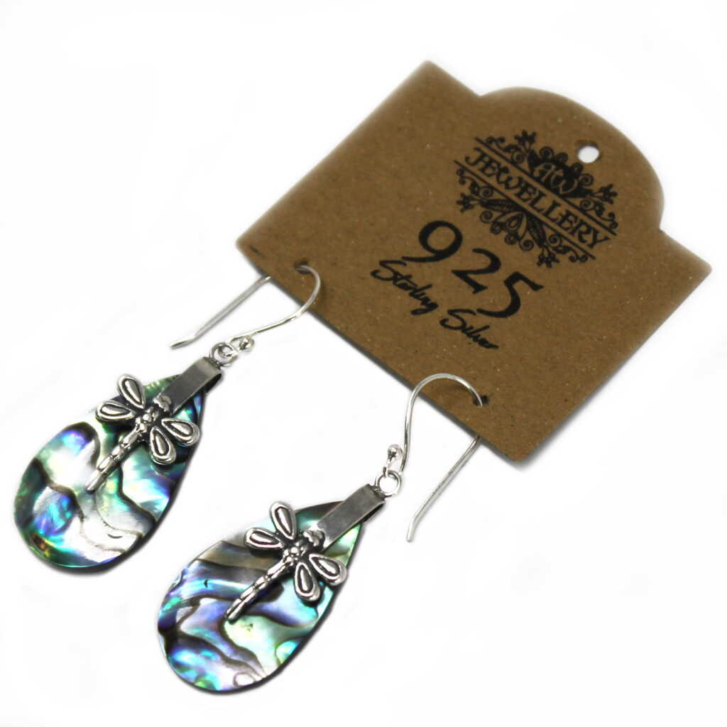 Silver and Shell Earrings on an eco-friendly card.