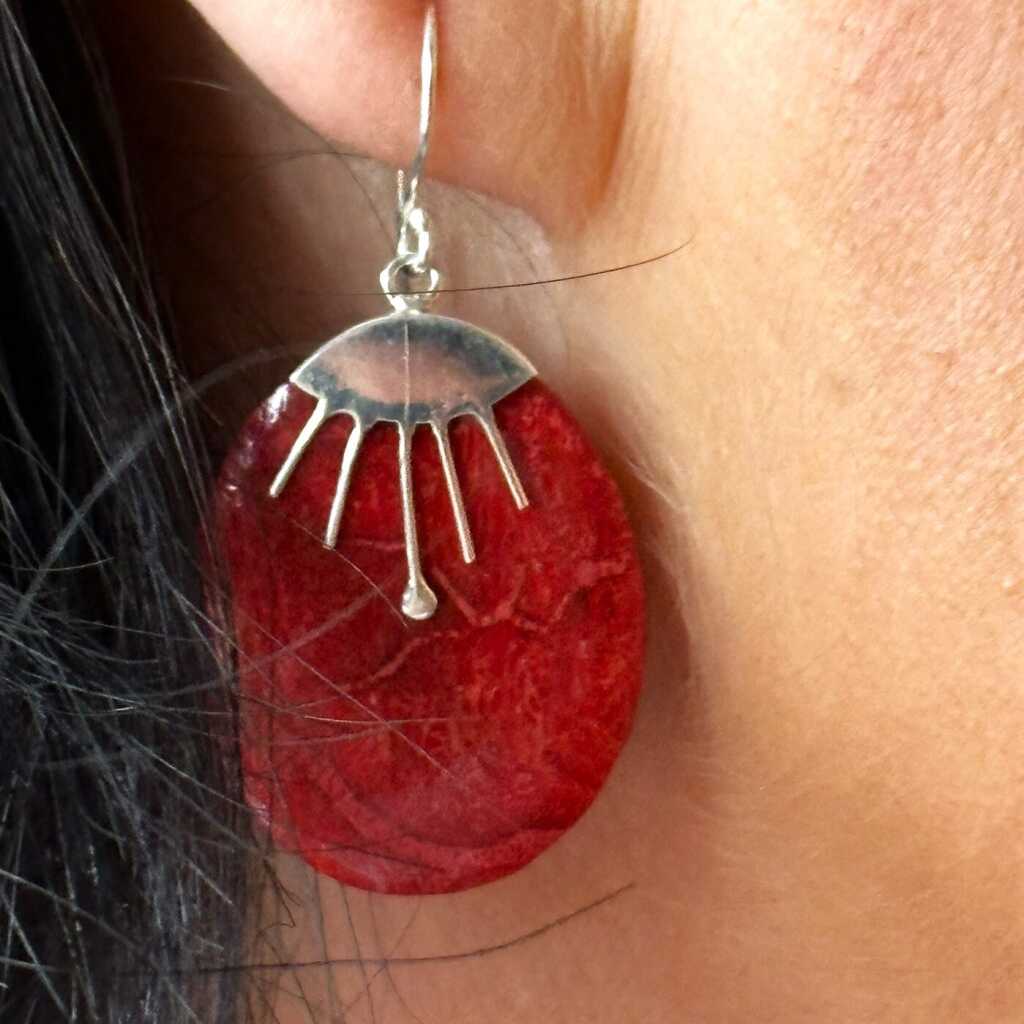 red coral earring