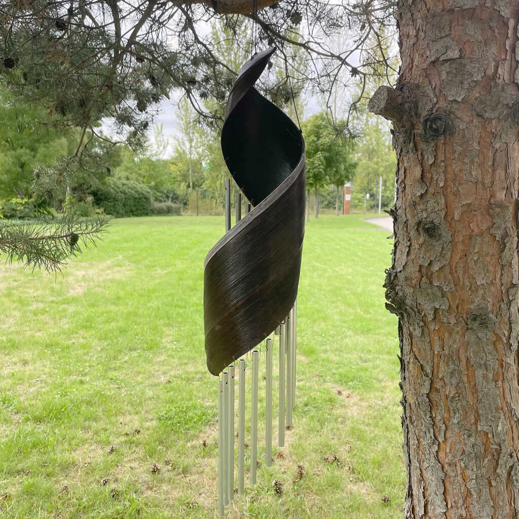 chocolate coloured coconut leaf wind chime