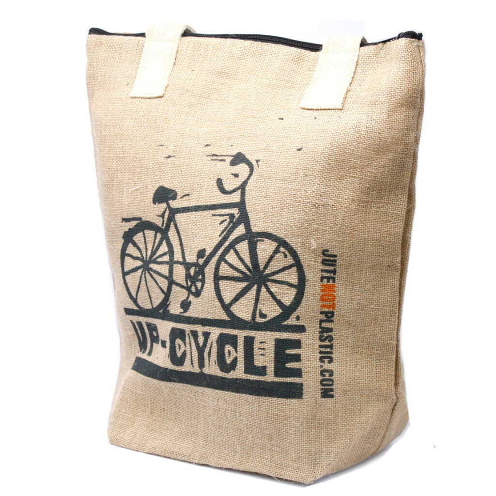A jute bag - up cycle logo