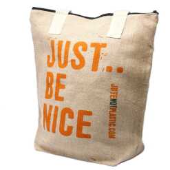 A jute bag - just be nice logo