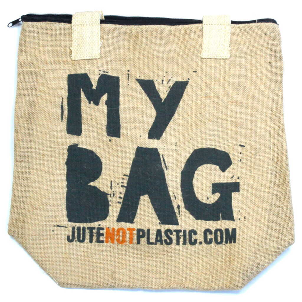 A jute bag - my bag logo - black