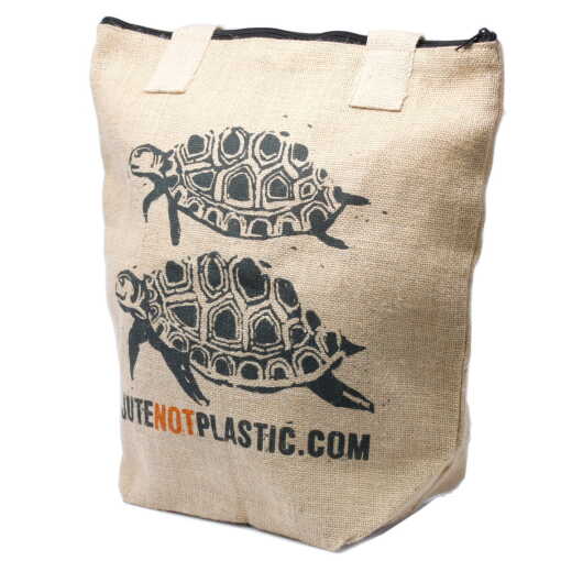A jute bag - two turtles logo