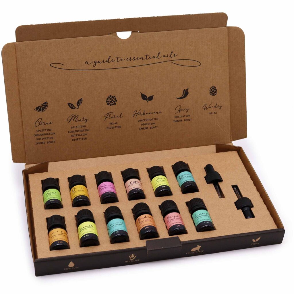 Aromatherapy Essential Oil Set of 12 oils and 2 droppers - Summer