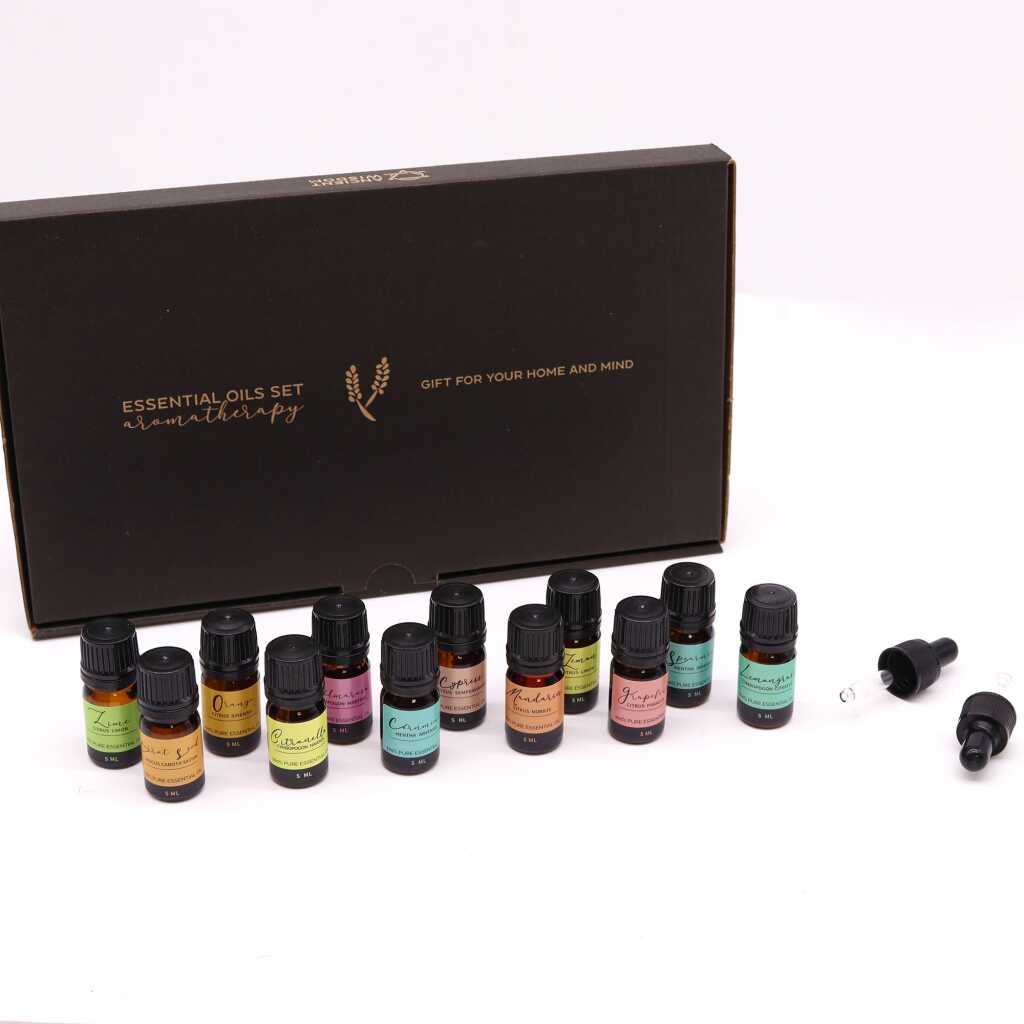 Aromatherapy essential oil set of 12 oils and 2 droppers - Summer Selection
