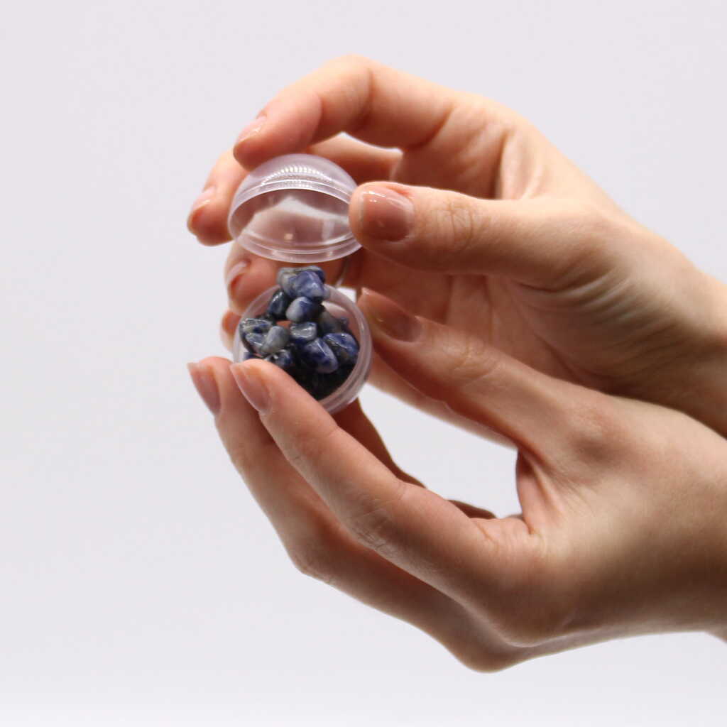 Sodalite Gemstone Bracelet in egg-shaped container.
