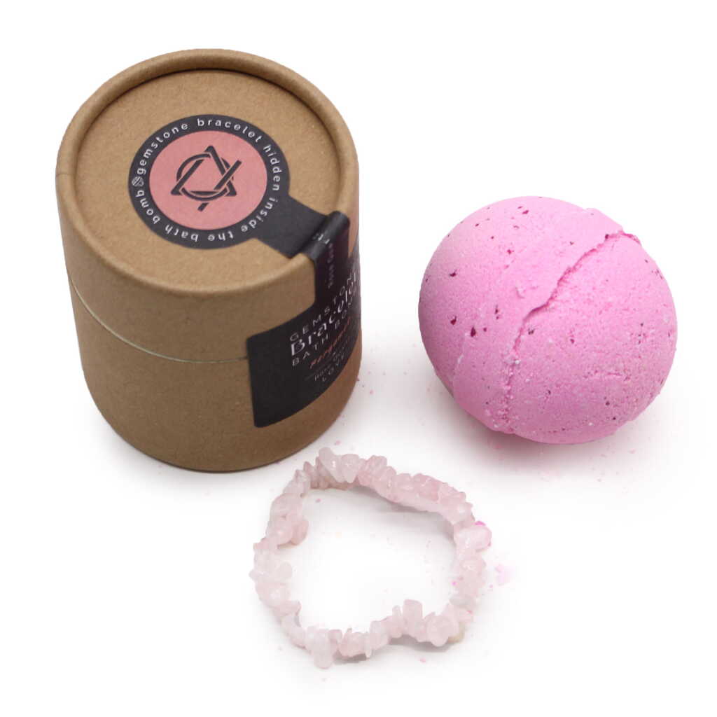 Rose Quartz Gemstone Bracelets Bath Bomb - Bergamot