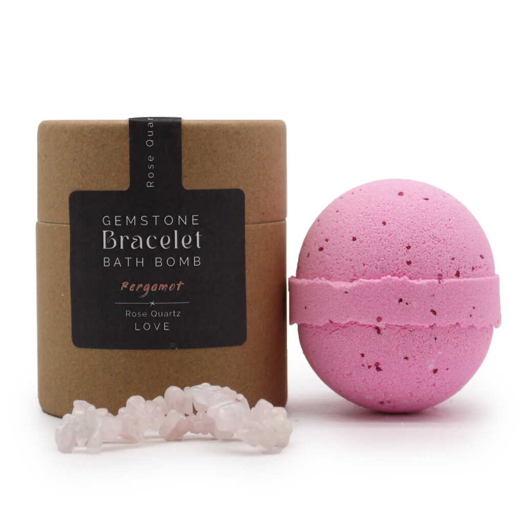 Rose Quartz Gemstone Bracelets Bath Bomb - Bergamot