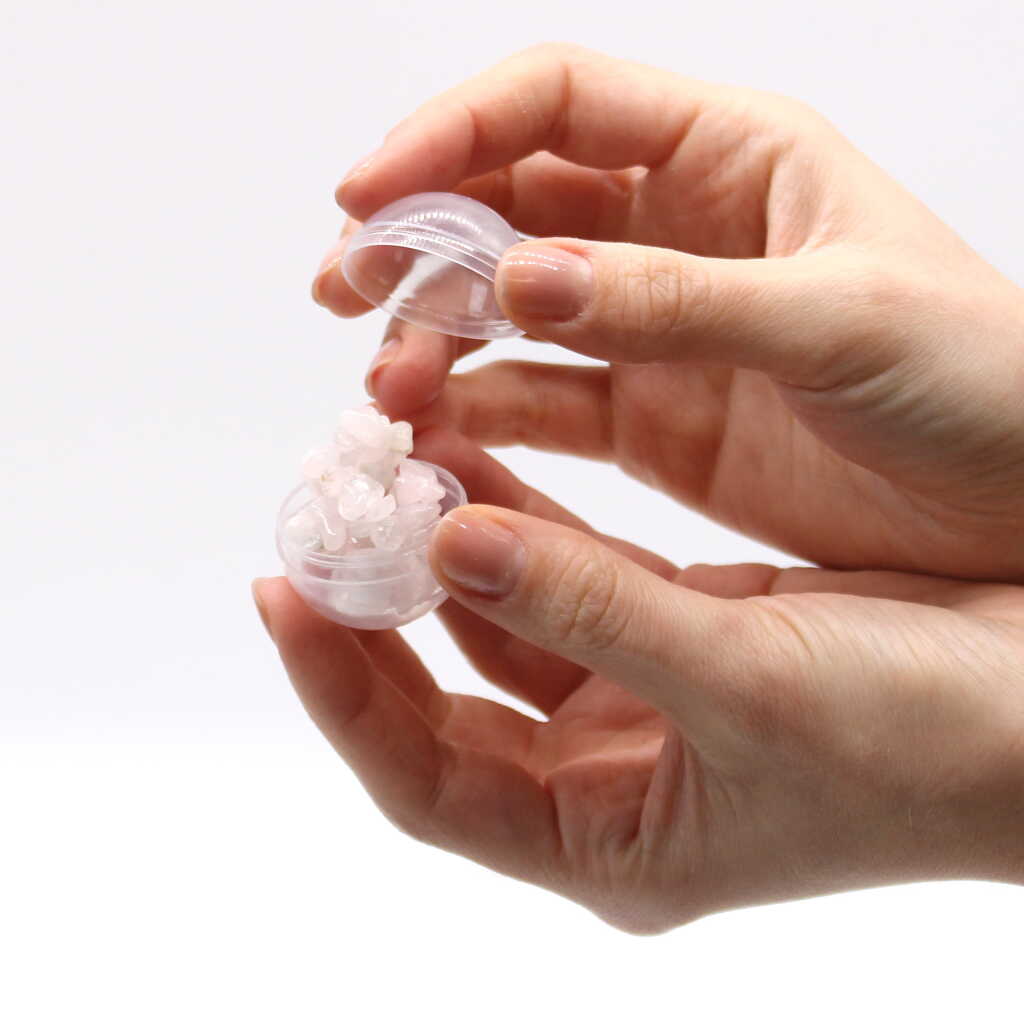 Rose Quartz Gemstone Bracelet in egg-shaped container.