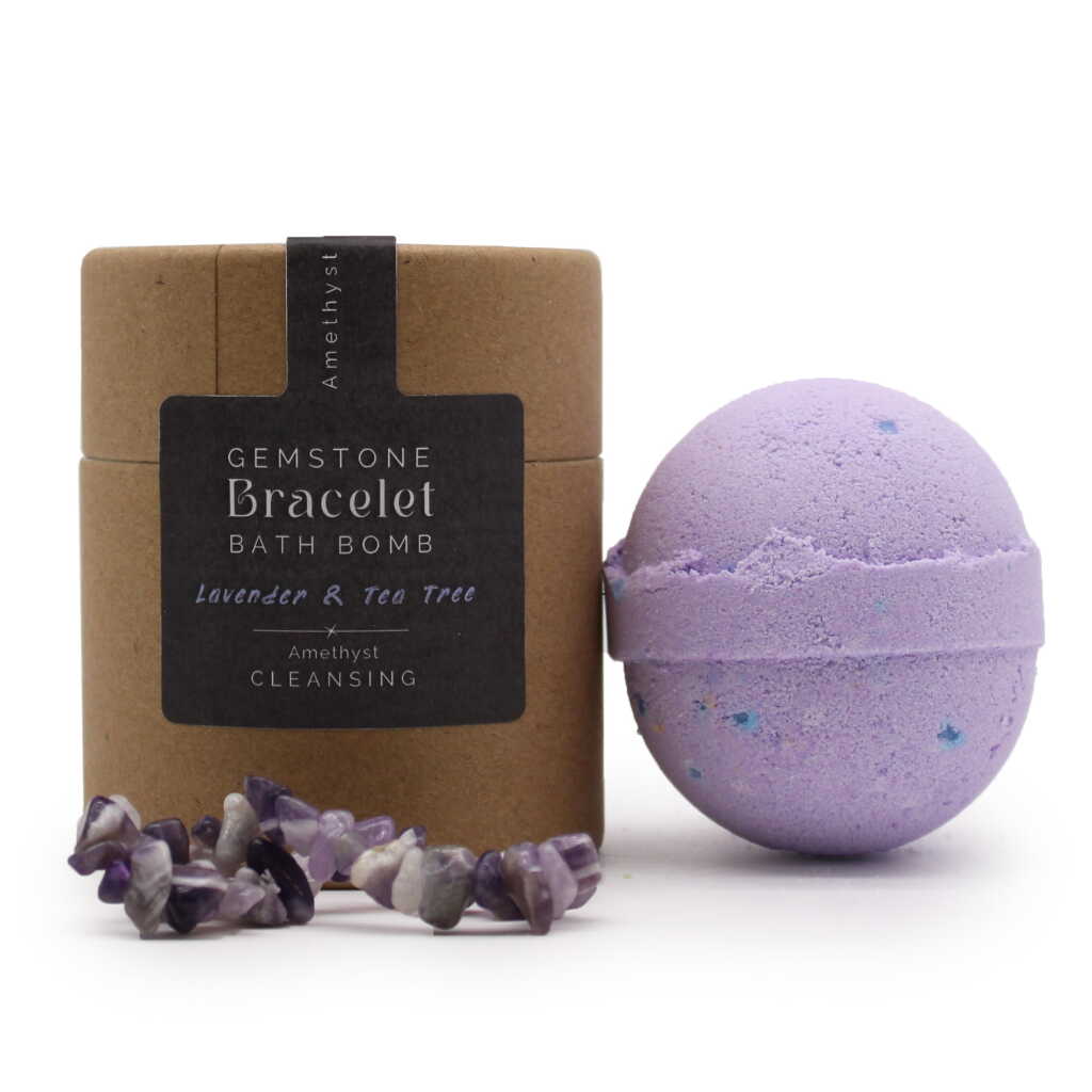Amethyst Gemstone Bracelets Bath Bomb - Lavender and Tea Tree