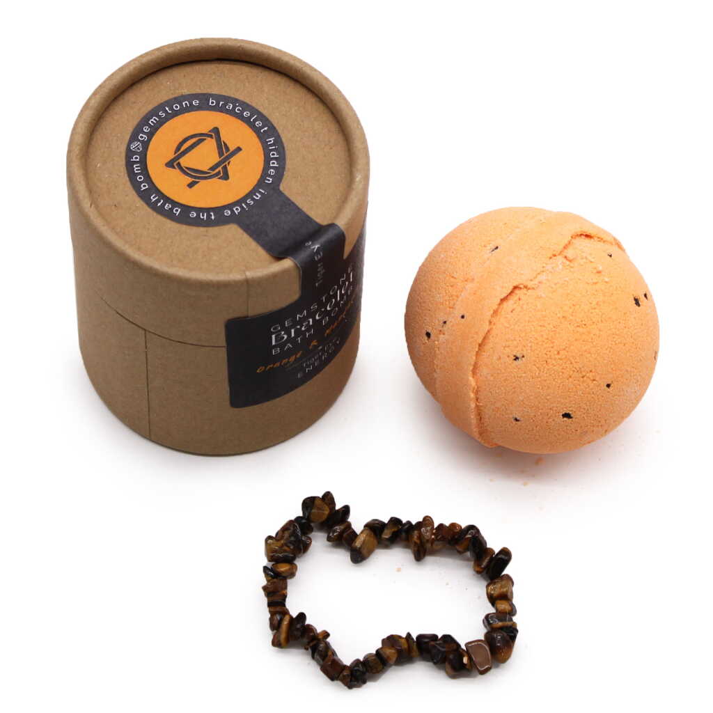 Tiger Eye Gemstone Bracelets Bath Bomb - Orange and Mandarin