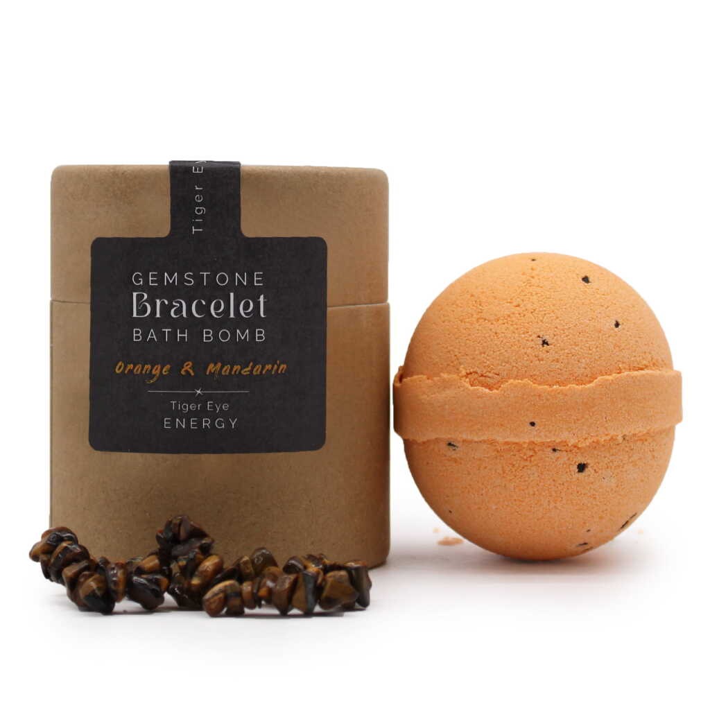 Tiger Eye Gemstone Bracelets Bath Bomb - Orange and Mandarin