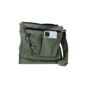 green messenger bag