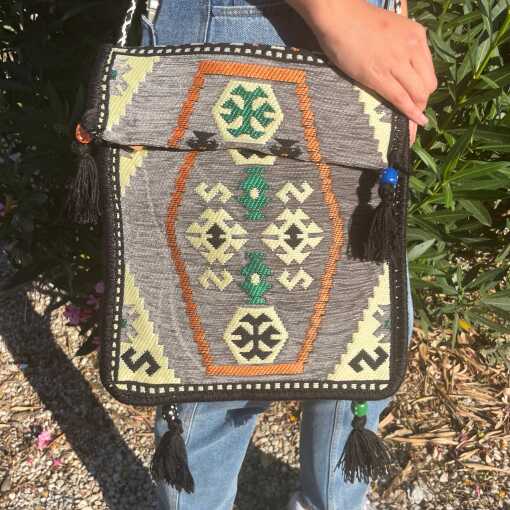 kilim festival bag - pale grey
