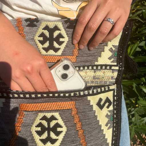 kilim festival bag - pale grey