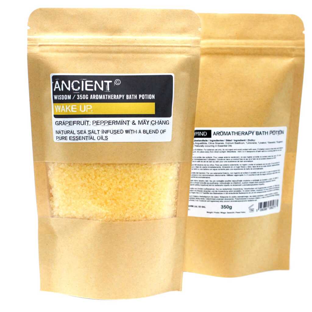 a 350g pack of yellow, Wake Up Aromatherapy Bath Potion