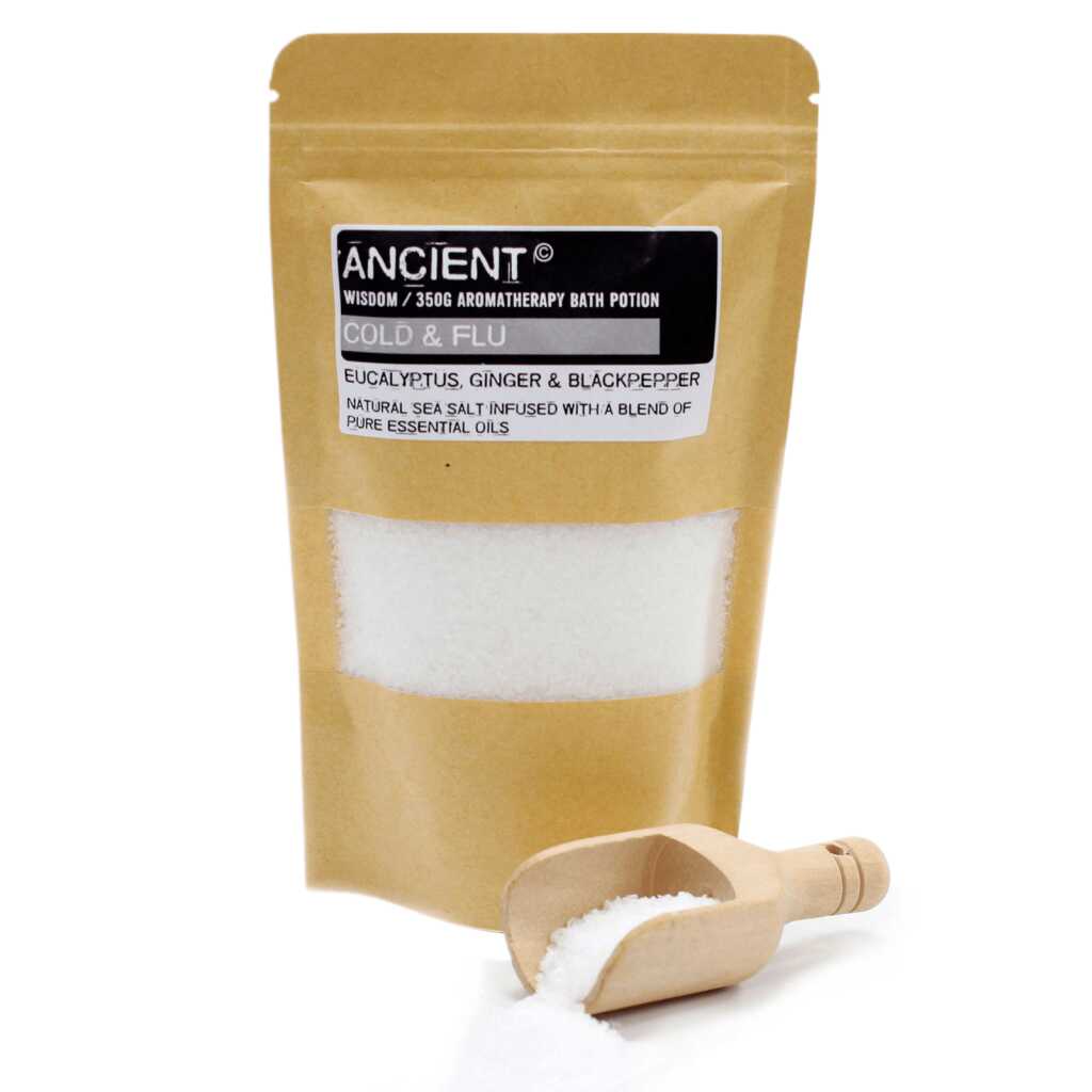 a 350g pack of white, Colds and Flu Aromatherapy Bath Potion