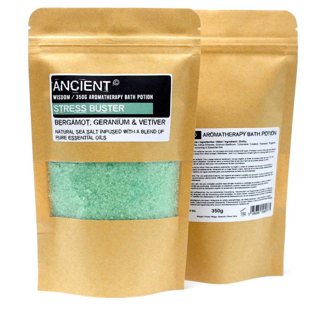 a 350g pack of light green, Stress Buster Aromatherapy Bath Potion