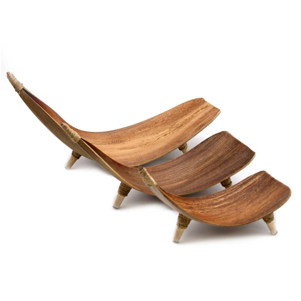 set of three coconut leaf fruit bowls - natural