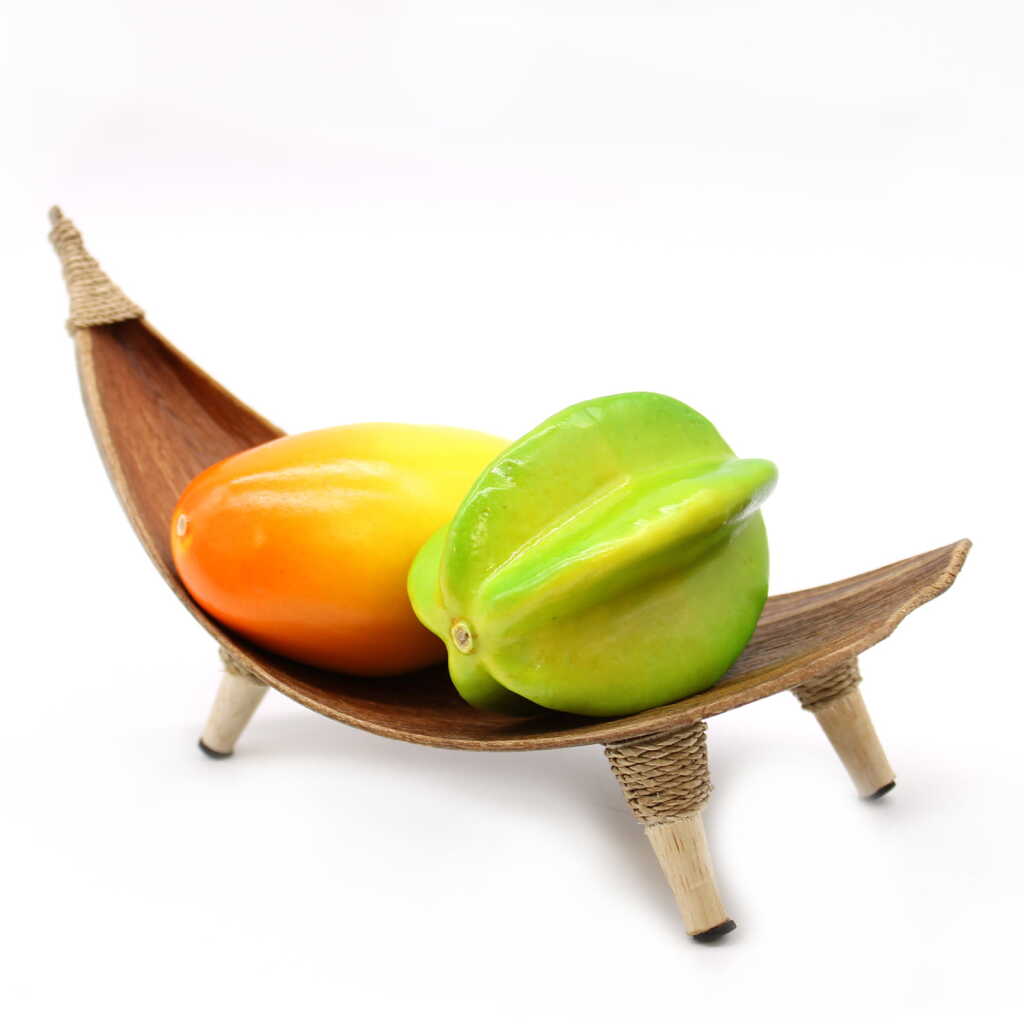 natural coloured coconut leaf fruit bowl, with fruit