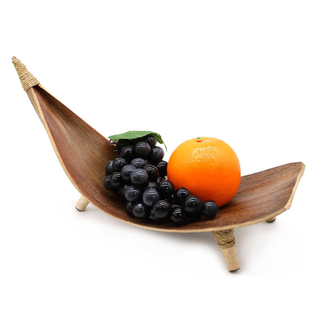 natural coloured coconut leaf fruit bowl, with fruit