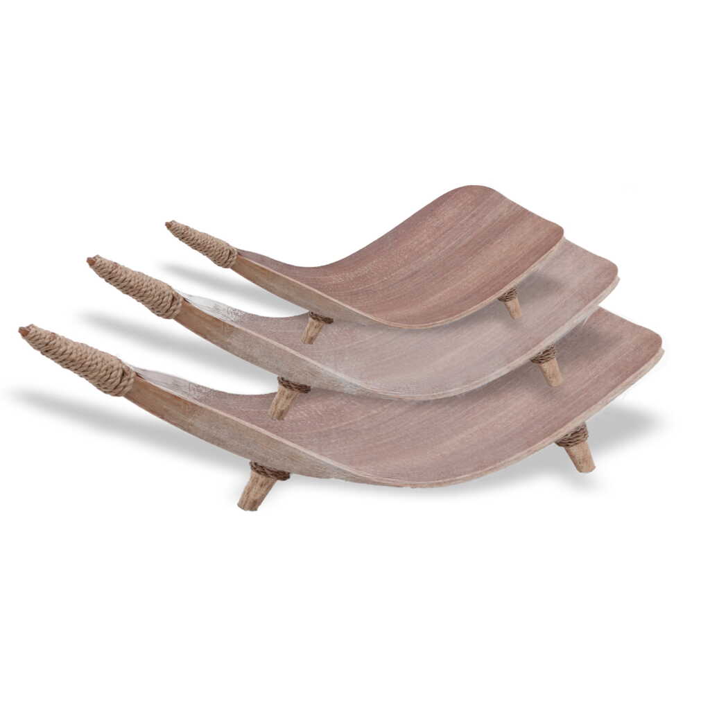 set of three coconut leaf fruit bowls - natural