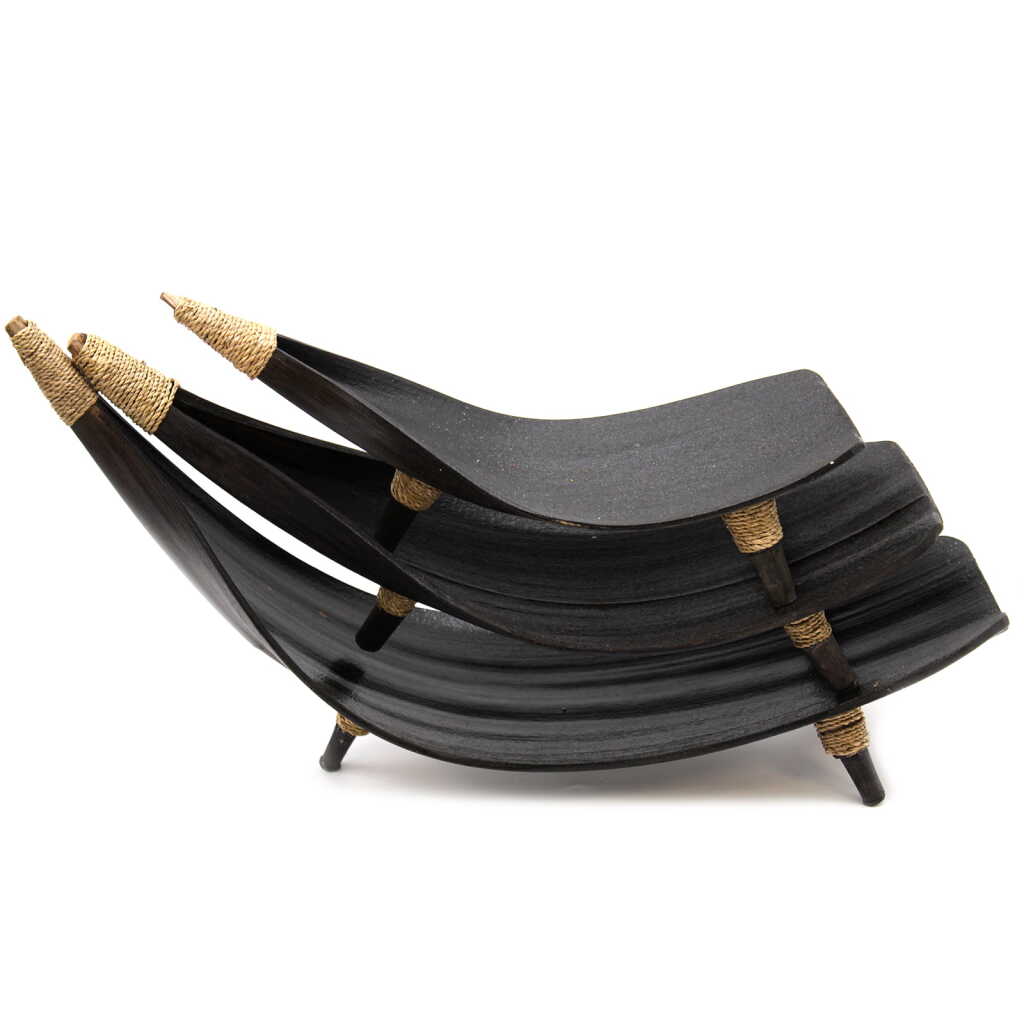set of three coconut leaf fruit bowls - chocolate