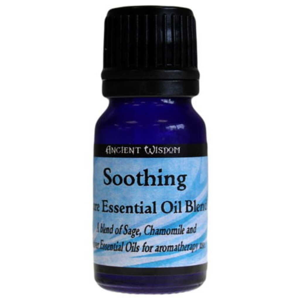 soothing essential oil blend in a blue 10ml bottle