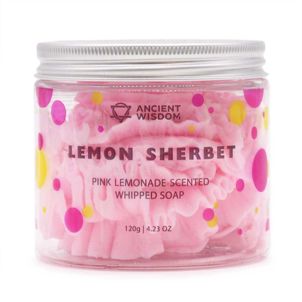 lemon sherbet / pink lemonade whipped soap - pink - in a container