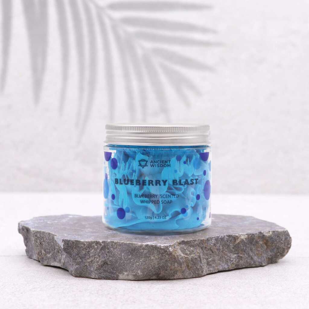 blueberry scented whipped soap - blue