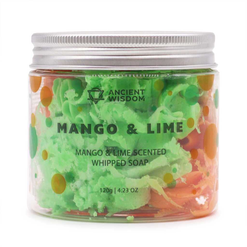mango and lime scented whipped soap - green and orange