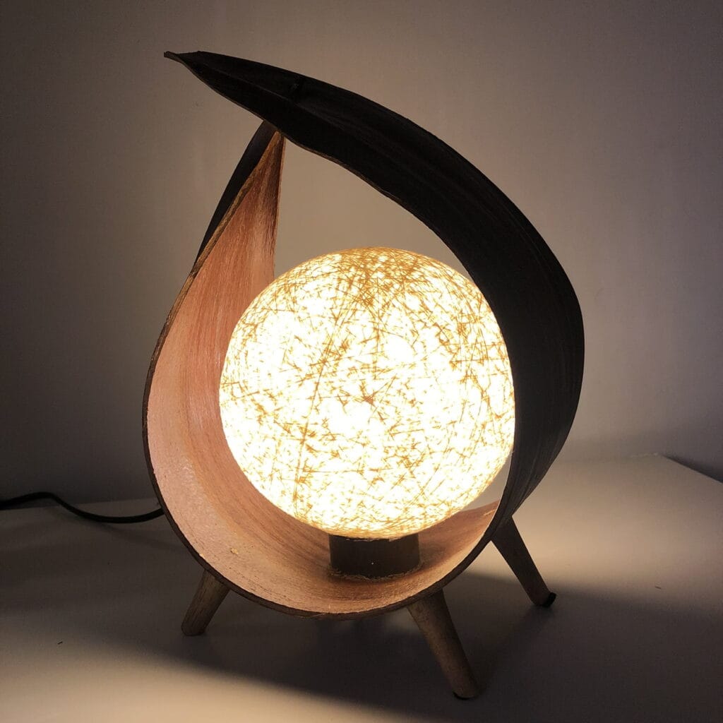 my own coconut leaf lamp in a natural finish