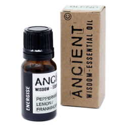 an Aromatherapy Essential oil blend of Peppermint, Frankincense and Lemon essential oil in a 10ml bottle with a carton