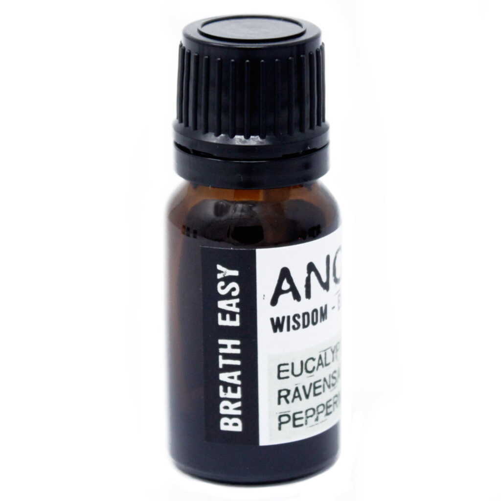 an Aromatherapy Essential oil blend of Eucalyptus, Ravensara and Peppermint essential oil in a 10ml bottle