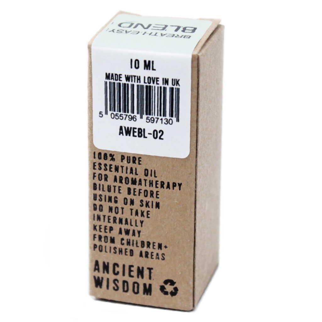 an Aromatherapy Essential oil blend of Eucalyptus, Ravensara and Peppermint essential oil carton