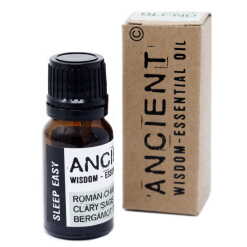 an Aromatherapy Essential oil blend of Roman Chamomile, Clary Sage and Bergamot in a 10ml bottle with a carton