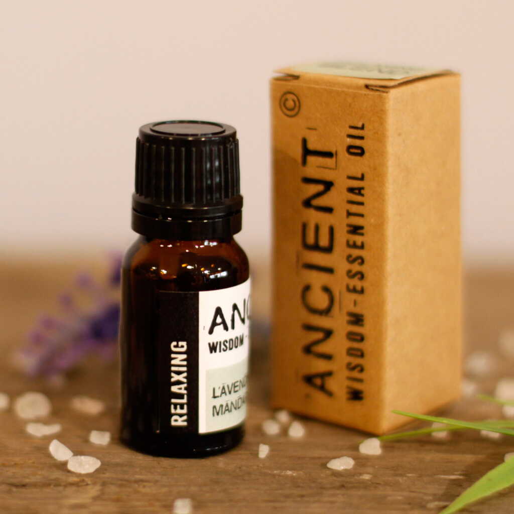 an Aromatherapy Essential oil blend of Lavender and Mandarin in a 10ml bottle with a carton