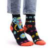a pair of cosmic elephant hop hare bamboo socks being worn.
