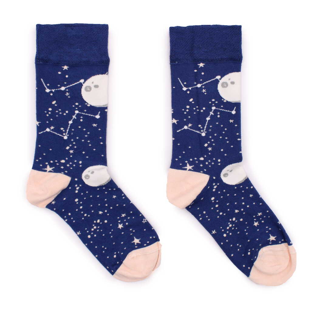a pair of moon walk hop hare bamboo socks