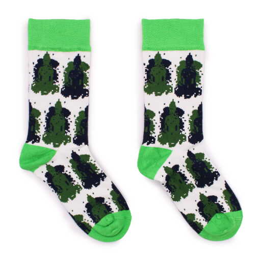 a pair of bali buddha hop hare bamboo socks