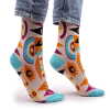 a pair of evil eye hop hare bamboo socks being worn.