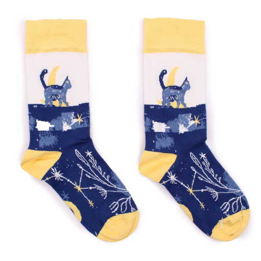 a pair of midnight cat hop hare bamboo socks