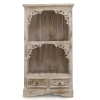 a whitewash albasia wood ornate bathroom cabinet