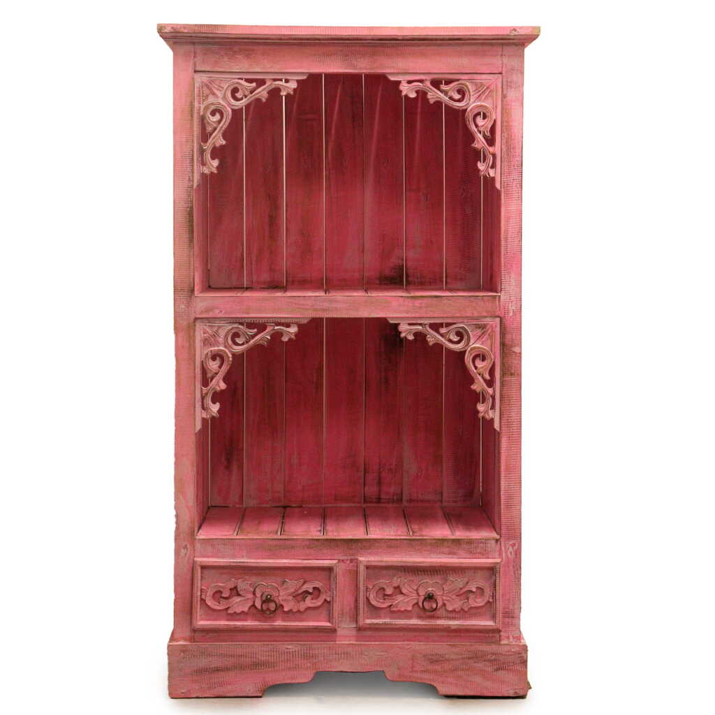 a pinkwash albasia wood ornate bathroom cabinet